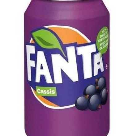 Zwarte bes, donkerpaars en zoet. Blikje van 33 cl.